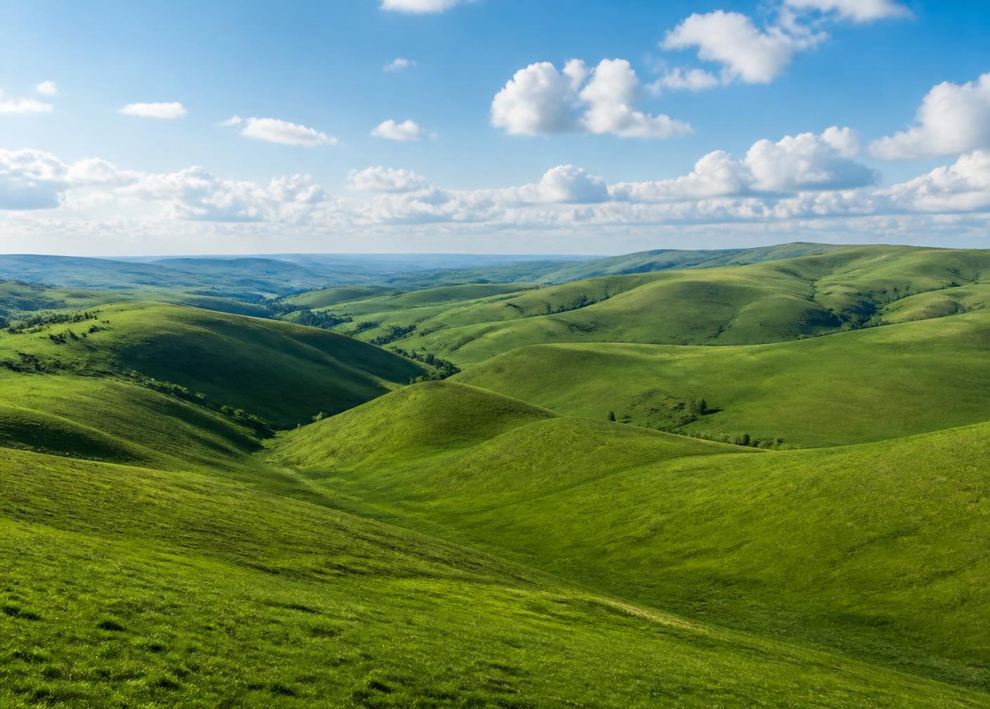 Rolling green hills of undeveloped land